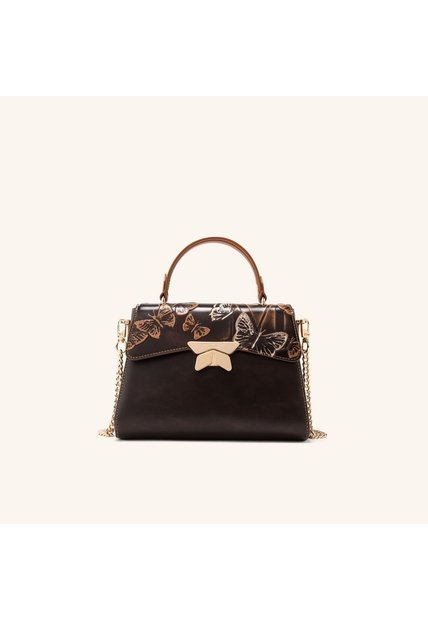 Bolso De Mano Alma Con Cadena Capuchino Mariposas
