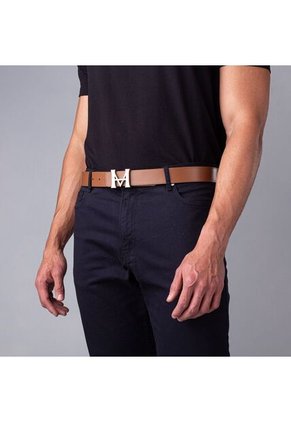 Cinturón Casual Monograma Doble Faz Negro Caramelo Cinturón Casual Monograma Doble Faz Negro Caramelo Talla S