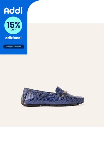 Mocasín Sofia Pitón Azul MH Mocs Mocasín Sofia Pitón Azul MH Mocs Talla 36 Mario Hernández