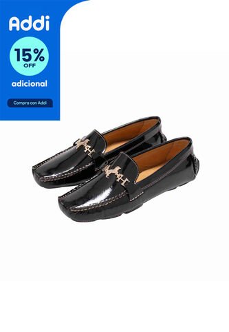 Mocasín Driver Salome Negro Charol MH Mocs Mocasín Driver Salome Negro Charol MH Mocs Talla 40 Mario Hernández