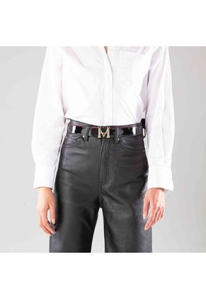 Cinturón Casual Monograma Doble Faz Nero Rosso Cinturón Casual Monograma Doble Faz Nero Rosso Talla M