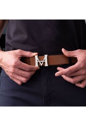 Cinturón Casual Monograma Doble Faz Negro Caramelo Cinturón Casual Monograma Doble Faz Negro Caramelo Talla XL