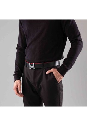 Cinturón Casual Monograma Doble Faz Negro Cayena Cinturón Casual Monograma Doble Faz Negro Cayena Talla S