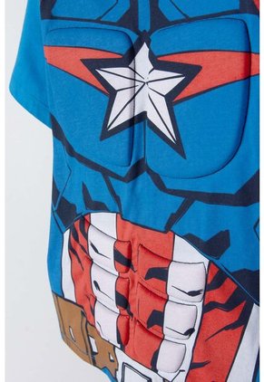 Camiseta Del Capitán America Con Capucha Azul Para Niño 6