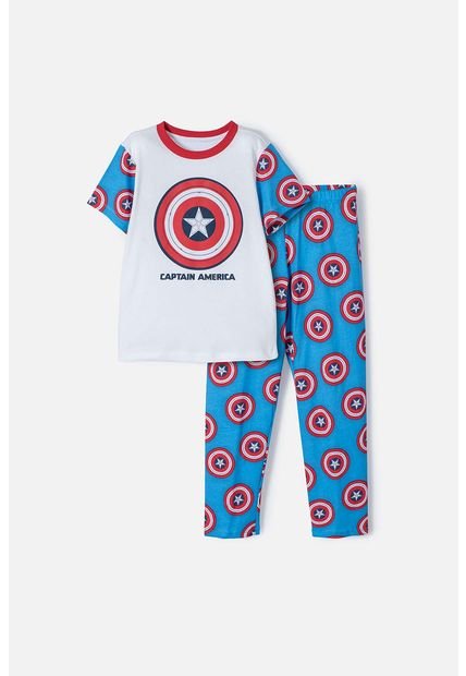 Pijama Del Capitán América Azul Y Roja De Pantalón Largo Para Niño 6