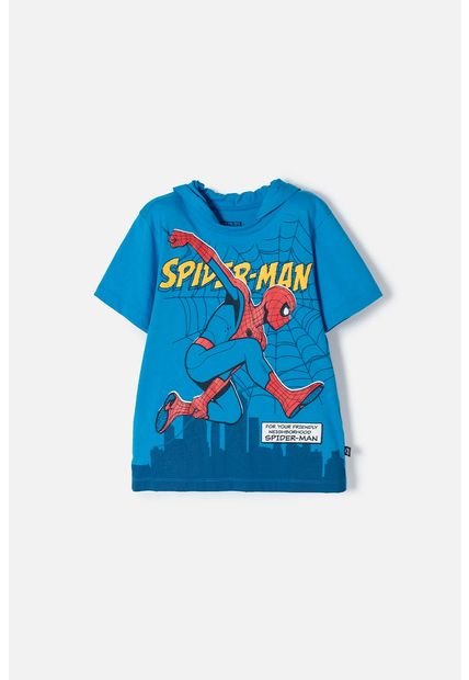 Camiseta De Spiderman Con Capucha Azul Para Niño 4