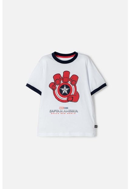 Camiseta Del Capitán América Blanca, Azul Oscura Y Roja De Manga Corta Para Niño 6