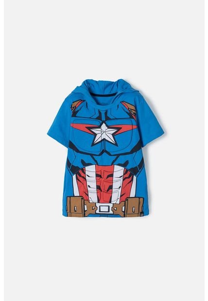Camiseta Del Capitán America Con Capucha Azul Para Niño 14