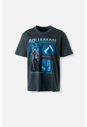Camiseta De Aquaman Gris Manga Corta Para Hombre M Marvel