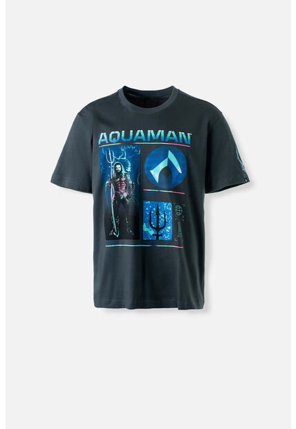 Camiseta De Aquaman Gris Manga Corta Para Hombre M