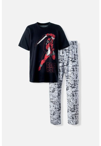 Pijama De Deadpool De Pantalón Largo Negro Y Blanco Para Hombre M