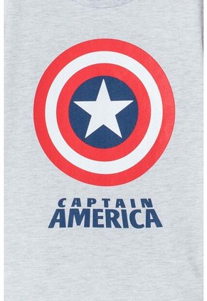 Camiseta De Capitan America Manga Corta Gris Para Niño 12