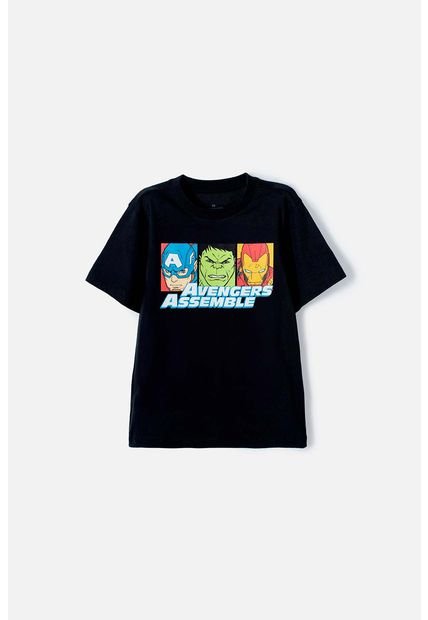 Camiseta De Niño, Manga Corta Negra De Avengers Marvel 12
