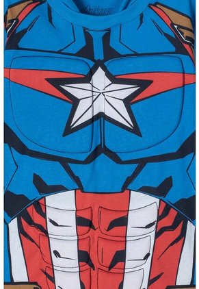 Camiseta Del Capitán America Con Capucha Azul Para Niño 12