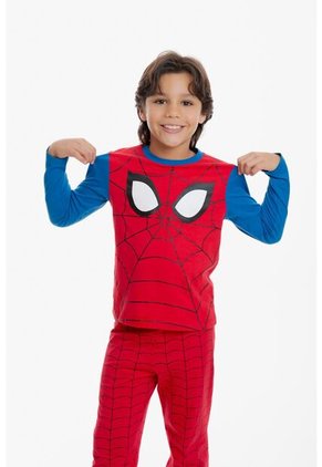 Pijama De Spider-man Con Pantalón Largo Multicolor Para Niño 10