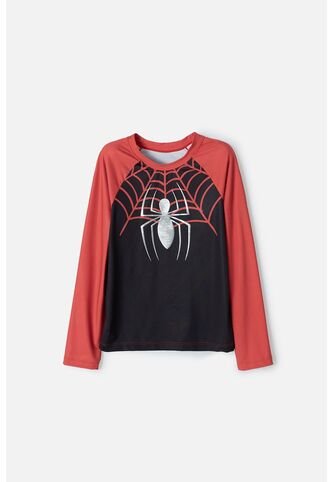 Camiseta De Baño De Spider-man Manga Larga Negro Y Rojo Para Niño 10 Marvel