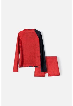 Conjunto De Baño Spider-man Rojo Y Negro Manga Larga Para Niño 10