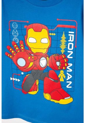 Camiseta De Ironman Manga Corta Azul Para Niño 2T A 5T 5T