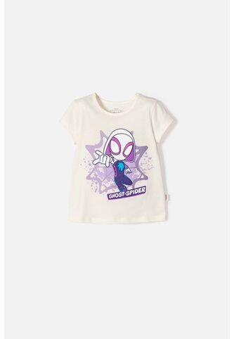 Camiseta De Spidey Manga Corta Marfil Para Niña 2T A 6T 3T Marvel