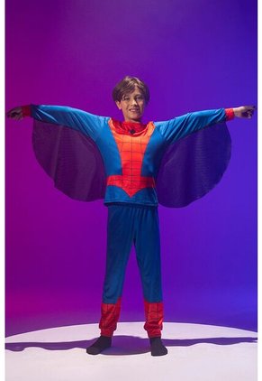 Pijama De Spider-man Azul, Roja Y Negra Manga Larga Para Niño 4