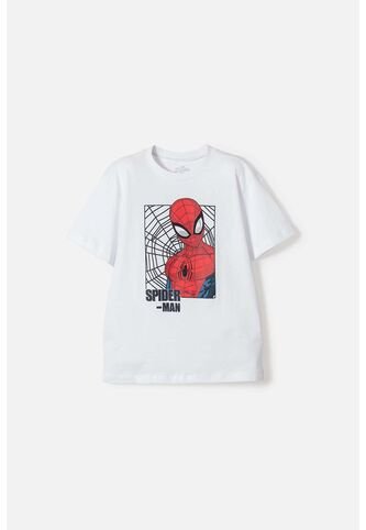 Camiseta De Spiderman Manga Corta Blanco Para Niño 8 Marvel