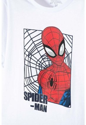 Camiseta De Spiderman Manga Corta Blanco Para Niño 8