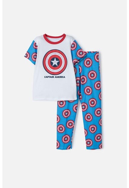 Pijama Del Capitán América Azul Y Roja De Pantalón Largo Para Niño 14