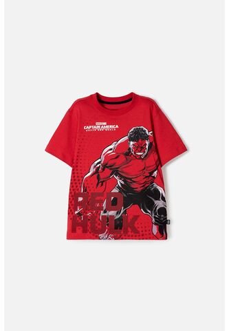 Camiseta Del Capitán América Roja Estampada En Frente Para Niño 14 Marvel