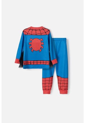 Pijama De Spider- Man Azul, Roja Y Negra De Manga Larga Para Niño 2T A 5T 5T