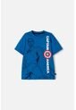 Camiseta Del Capitán América Azul Manga Corta Para Niño 10 de Marvel