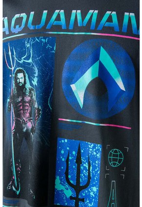 Camiseta De Aquaman Gris Manga Corta Para Hombre S