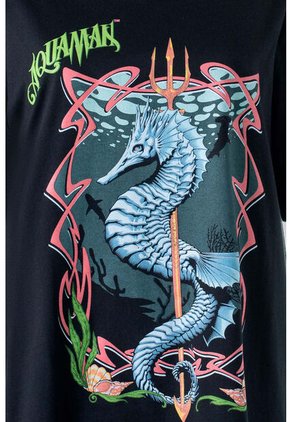Camiseta De Aquaman Negra Estampada Para Hombre L