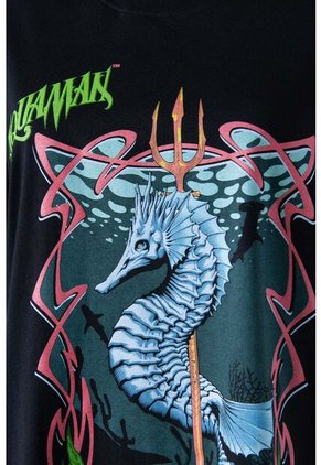Camiseta De Aquaman Negra Estampada Para Hombre L