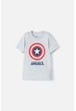Camiseta De Capitan America Manga Corta Gris Para Niño 8 de Marvel