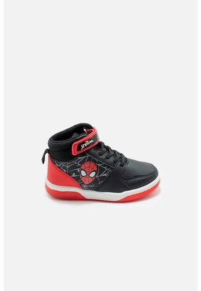 Tenis Con Luces De Spider-man Negros Con Rojo Para Niño 31