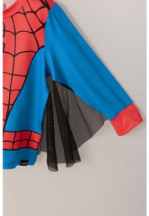 Pijama De Spider- Man Azul, Roja Y Negra De Manga Larga Para Niño 2T A 5T 5T
