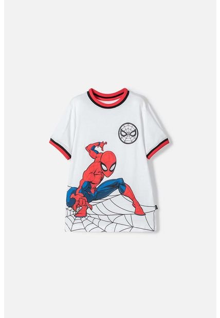 Camiseta De Spiderman Manga Corta Blanco, Rojo Y Negro Para Niño 8