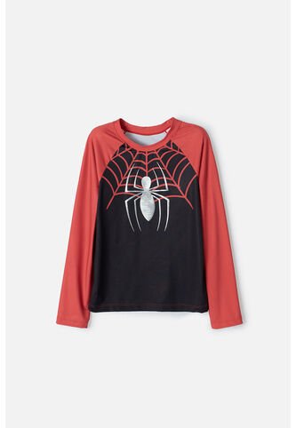 Camiseta De Baño De Spider-man Manga Larga Negro Y Rojo Para Niño 4 Marvel