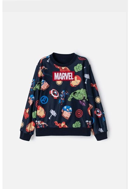 Buzo De Marvel Cerrado Azul Oscuro Para Niño 10