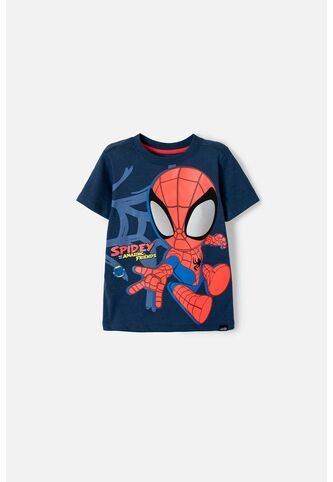 Camiseta De Spider-man Manga Corta Azul Para Niño 4T Marvel