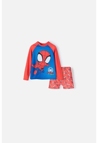 Conjunto De Baño De Spidey And His Amazing Friends Manga Larga Rojo Para Niño 2T A 5T 3T Marvel