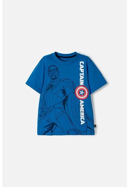 Camiseta Del Capitán América Azul Manga Corta Para Niño 10