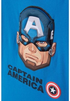 Camiseta Del Capitan America Manga Corta Azul Para Niño 10