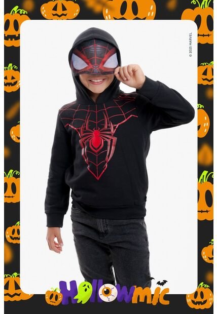 Buzo De Spider-man Con Capucha Negro Para Niño 12