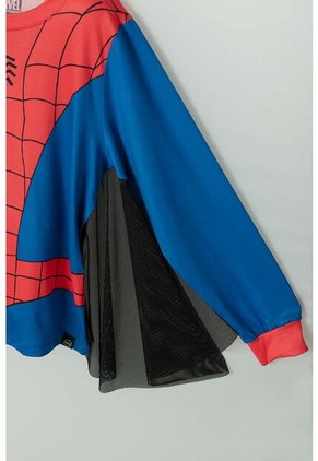 Pijama De Spider-man Azul, Roja Y Negra Manga Larga Para Niño 10