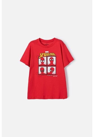 Camiseta De Spider-man  Manga Corta Roja Para Niño 4 Marvel