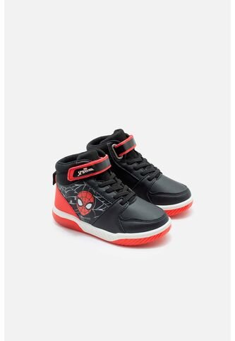 Tenis Con Luces De Spider-man Negros Con Rojo Para Niño 29 Marvel