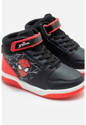 Tenis Con Luces De Spider-man Negros Con Rojo Para Niño 30
