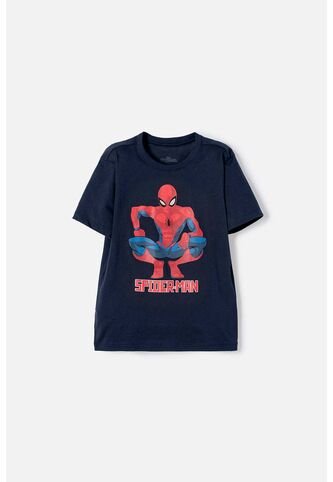 Camiseta De Spider-man Manga Corta Azul Para Niño 12 Marvel