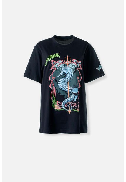 Camiseta De Aquaman Negra Estampada Para Hombre S